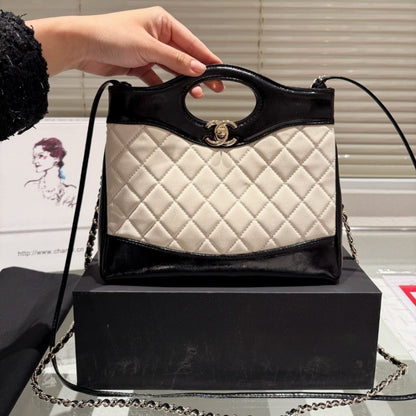 CHANEL 31 MINI SHOPPING BAG PATENT GOLD TONE METAL 23CM