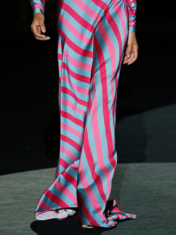 V-neck Stripes Temperament Show Women's Dress