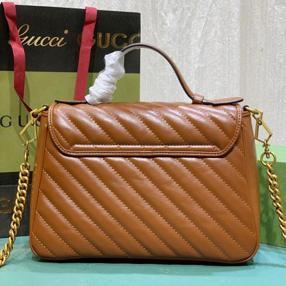 GUCCI GG MARMONT MINI TOP HANDLE BAG BROWN 20CM