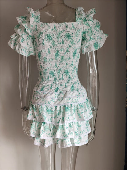 loveedsTM-Summer and Autumn Women Short Sleeve Ruffle Pink V-neck Sexy Mini Dress