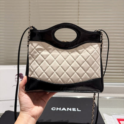 CHANEL 31 MINI SHOPPING BAG PATENT GOLD TONE METAL 23CM
