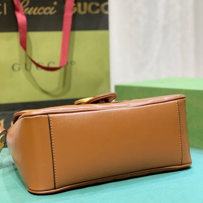 GUCCI GG MARMONT MINI TOP HANDLE BAG BROWN 20CM