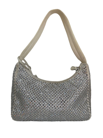 Prada White Re - Edition 2000 Satin Crystal Embellished Shoulder Bg