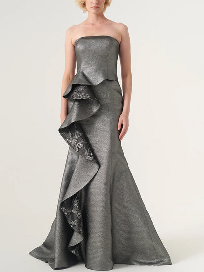 Strapless Solid Color Dress Suit