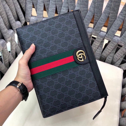 GUCCI Monogram Web Ophidia Pouch Brown