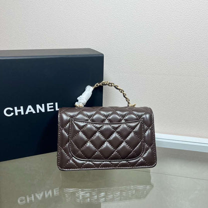 CHANEL  Quilted Flap Shoulder Bag Brown