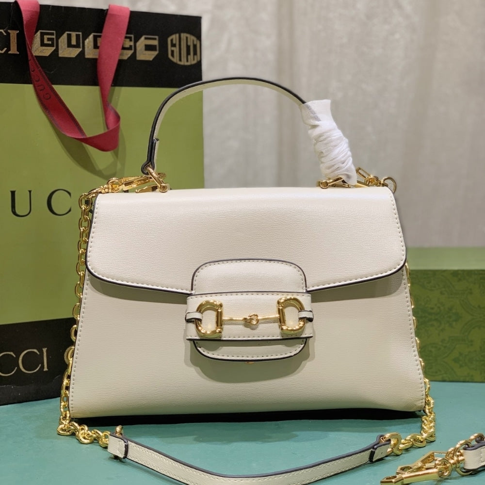 GUCCI HORSEBIT 1955 MINI TOP HANDLE BAG WHITE 29CM 703848 AAA7G 9022