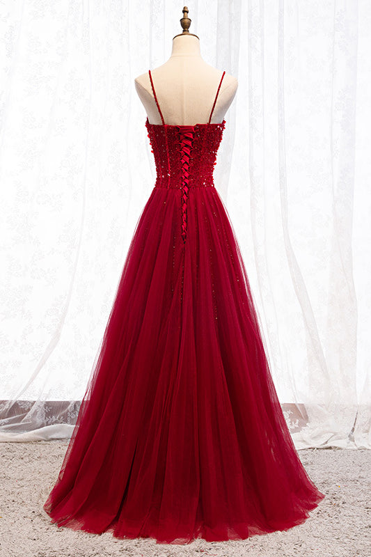 loveedsTM-Red strap banquet evening dress