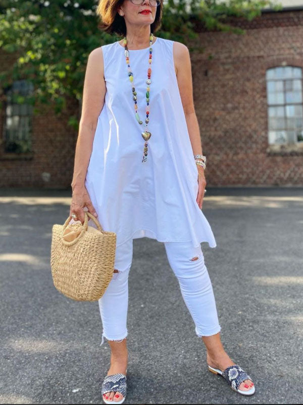 Sleeveless Cotton Linen Vest Women's Suit