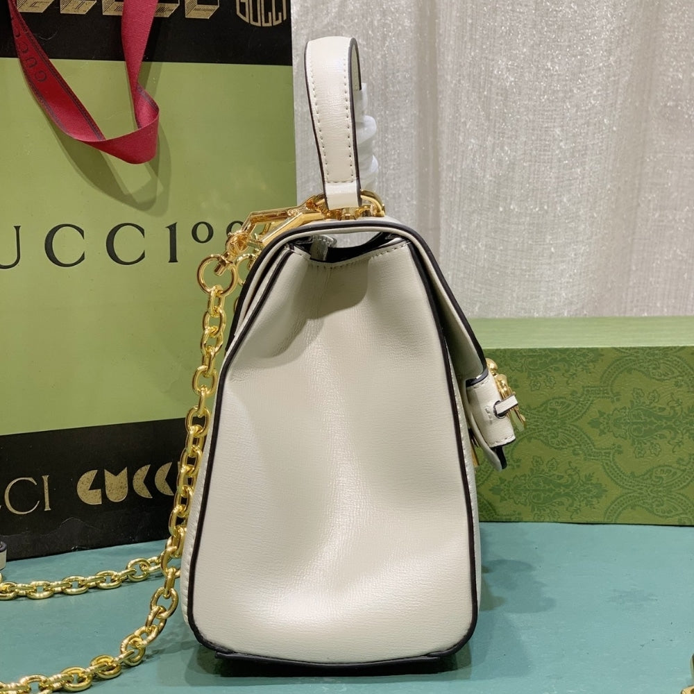 GUCCI HORSEBIT 1955 MINI TOP HANDLE BAG WHITE 29CM 703848 AAA7G 9022