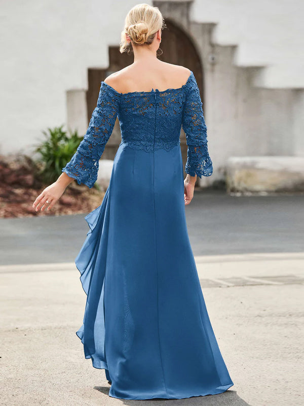 Square Collar Lace Solid Color Maxi Dress
