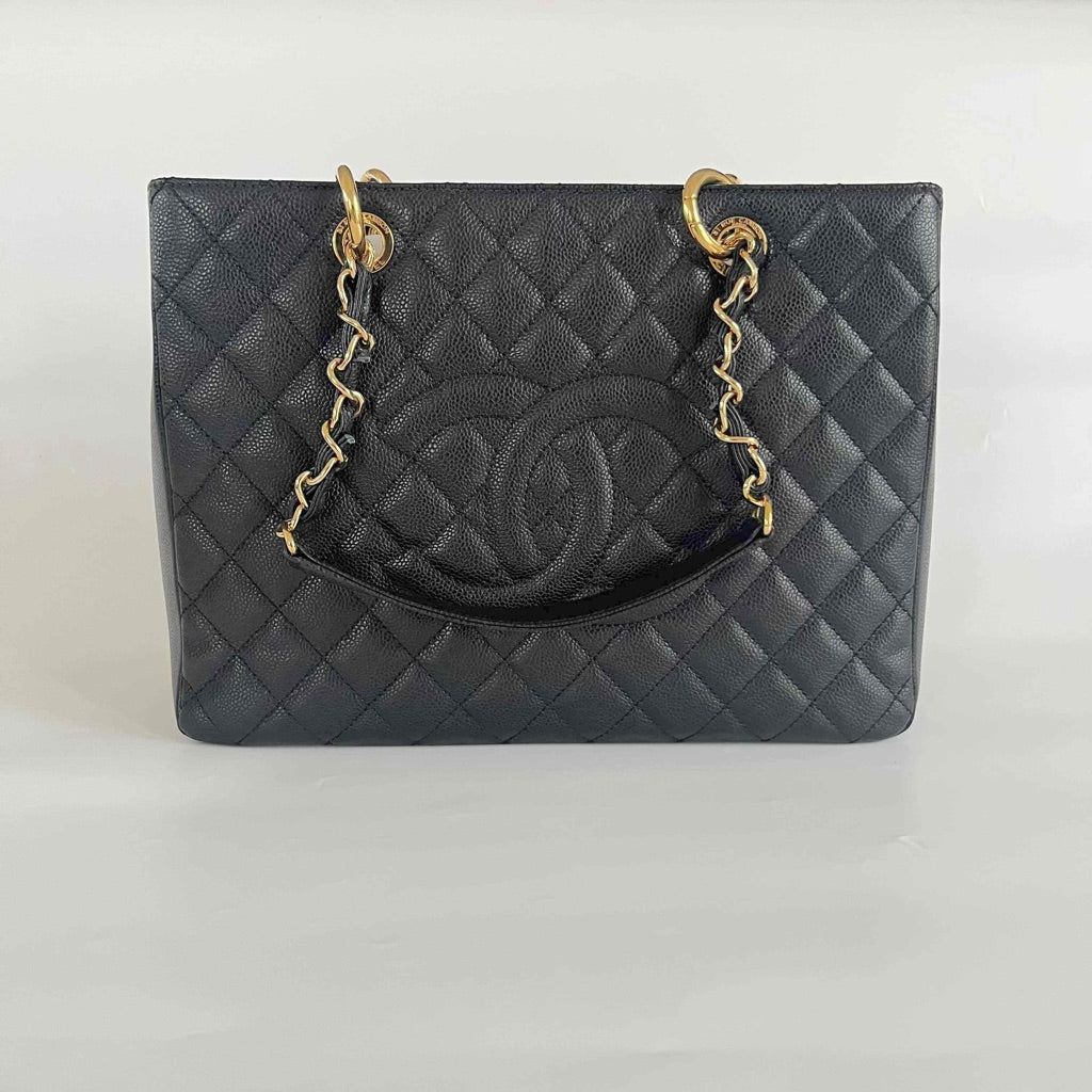 Chanel Black Quilted Caviar Leather GST Tote