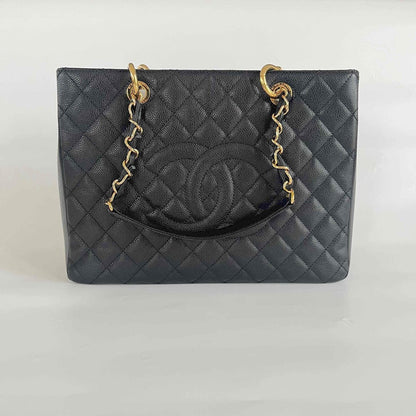 Chanel Black Quilted Caviar Leather GST Tote