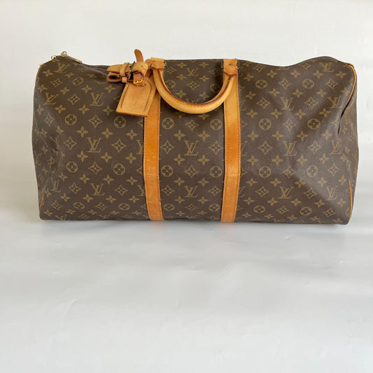 Louis Vuitton brown monogram canvas Keepall 55 Duffel vintage bag