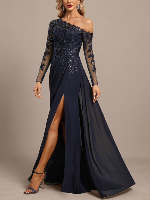 Off-Shoulder Lace Solid Color Maxi Dress