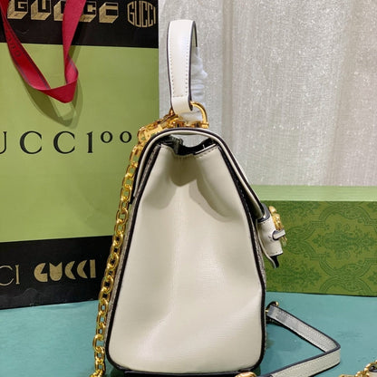 GUCCI HORSEBIT 1955 MINI TOP HANDLE BAG BEIGE EBONY 29CM