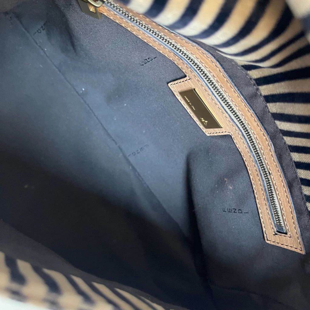 Fendi striped velvet FF flap shoulder vintage bag