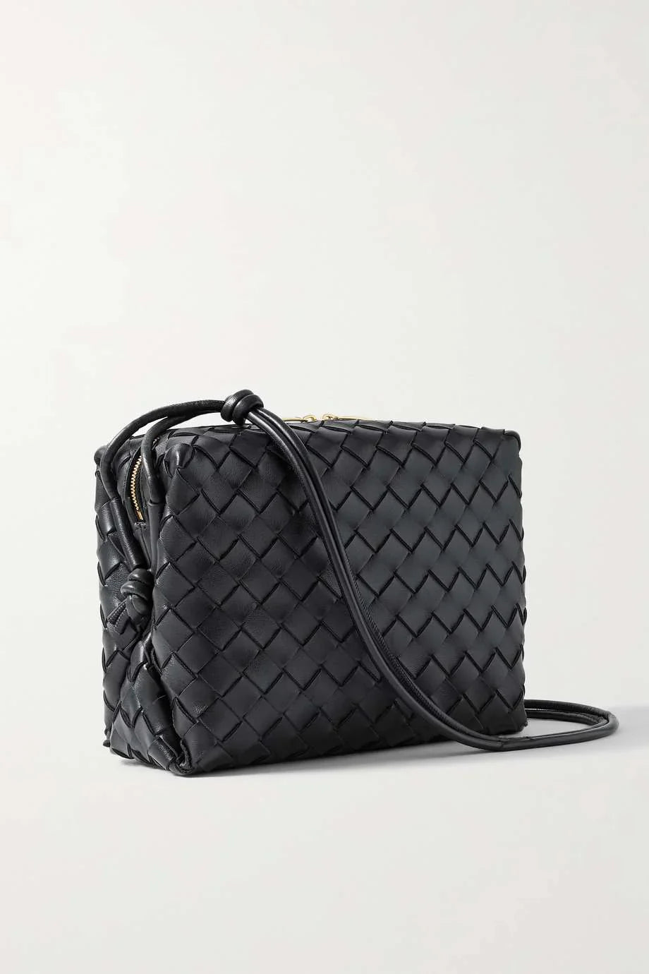 BOTTEGA VENETA Loop small intrecciato leather shoulder bag Black