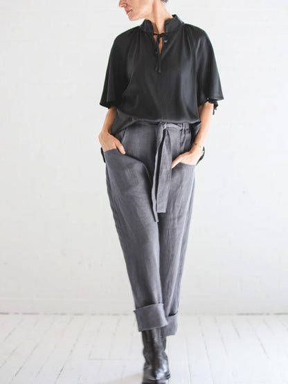 Lace-up Cotton and Linen Comfortable Women's Pants