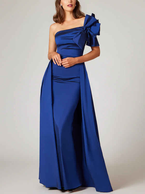 Off-the-shoulder Solid Color Maxi Dress