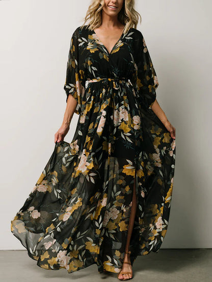 Temperament Printed Lace-upWomen's Dress