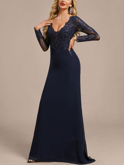 Detachable Lace Tulle Train Evening Dress