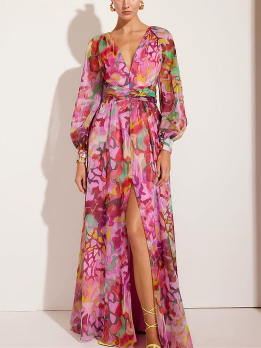 Chiffon Temperament Printed Holiday Women's Dress