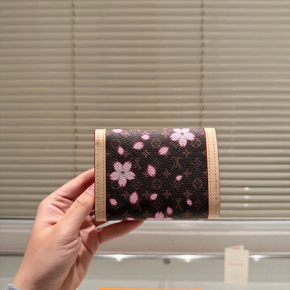 LOUIS VUITTON X TAKASHI MURAKAMI VICTORINE WALLET SAKURA BROWN 11CM M13427