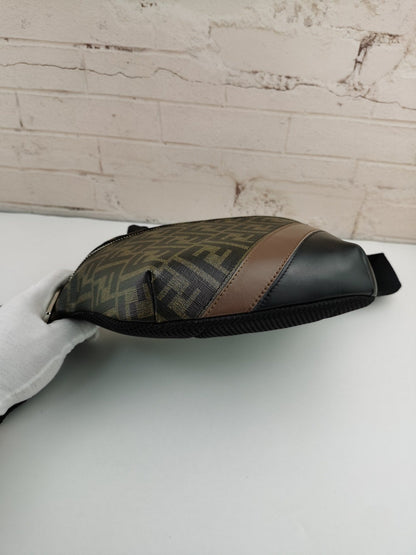 Fendi Zip Belt Bag Zucca Coated Canvas and Leather