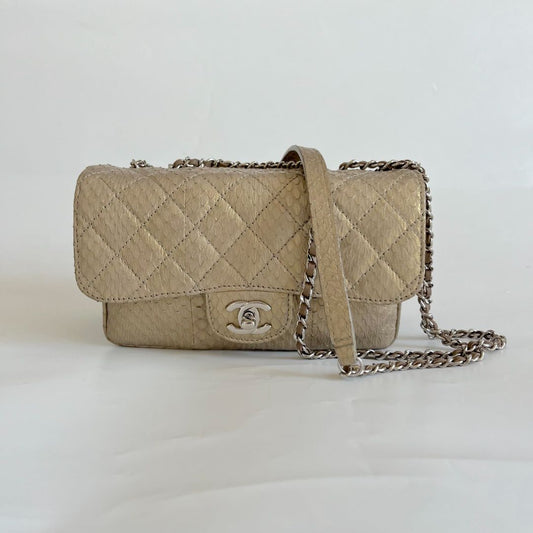 Chanel Mini Rectangle Gold Python Crossbody Bag