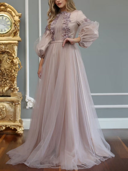 Mesh Bubble Sleeve Temperament Women's Dress