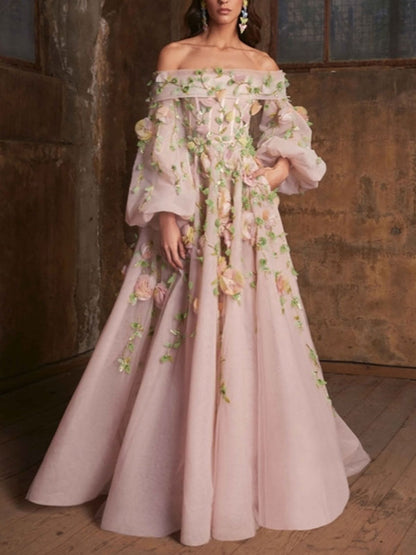 strapless applique temperament party lady dress