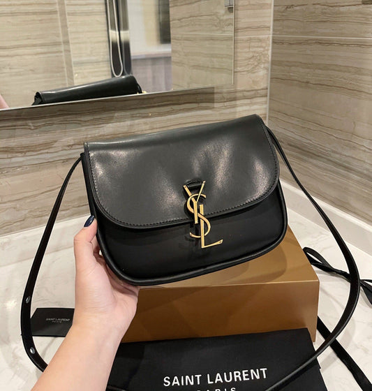 SAINT LAURENT  Smooth Calfskin Classic Monogram Small Kaia Satchel Black