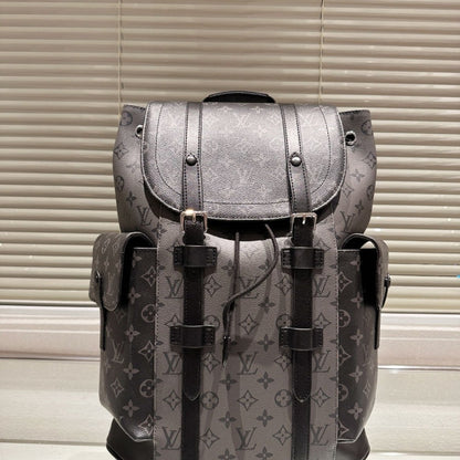 LOUIS VUITTON CHRISTOPHER MM MONOGRAM ECLIPSE BLACK AND GREY 33CM M45419