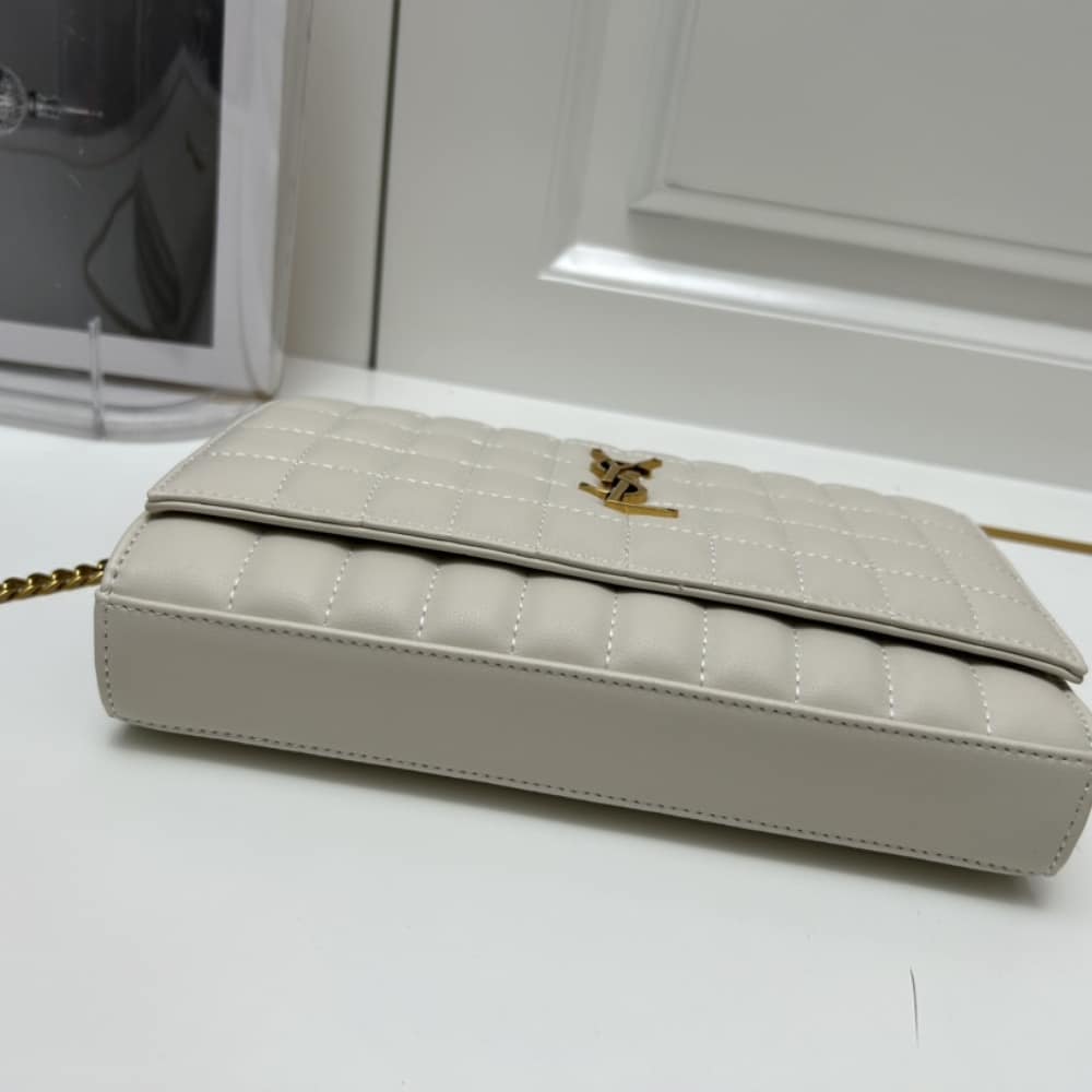 SAINT LAURENT CASSANDRE CHAIN WALLET WHITE 23CM 743346AABVP9207