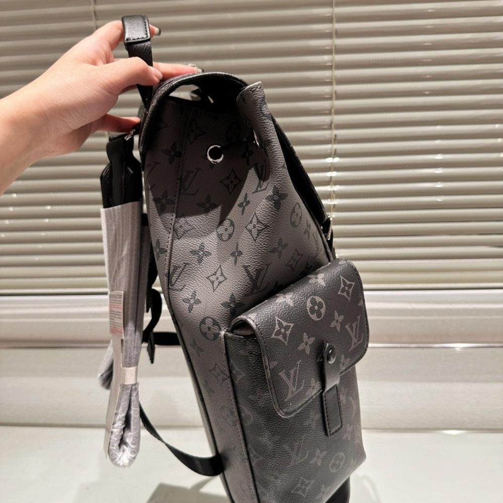 LOUIS VUITTON CHRISTOPHER MM MONOGRAM ECLIPSE BLACK AND GREY 33CM M45419