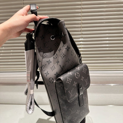 LOUIS VUITTON CHRISTOPHER MM MONOGRAM ECLIPSE BLACK AND GREY 33CM M45419