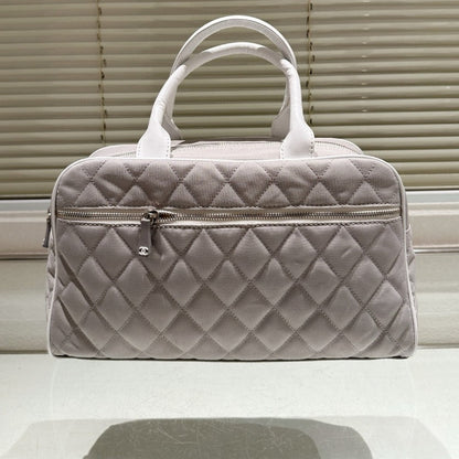 CHANEL BOWLING BAG QUILTED CANVAS  BLACK 35CM