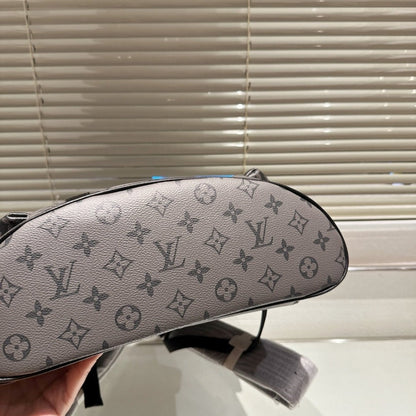 LOUIS VUITTON CHRISTOPHER MM MONOGRAM ECLIPSE BLACK AND GREY 33CM M45419