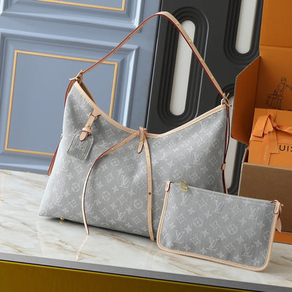 LOUIS VUITTON CARRYALL MM MONOGRAM DENIM WASHED GRAY 39CM M13289