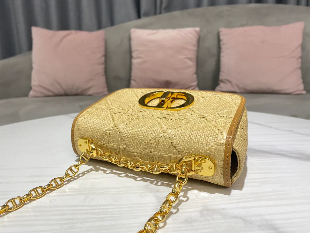 Dior Small Dior Caro Bag Natural Macrocannage Raffia 20x12x7 cm