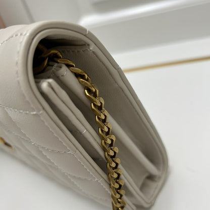 SAINT LAURENT CASSANDRE CHAIN WALLET WHITE 23CM 743346AABVP9207