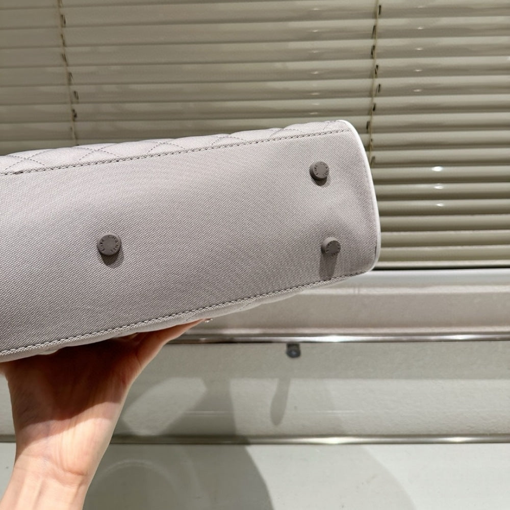 CHANEL BOWLING BAG QUILTED CANVAS  BLACK 35CM