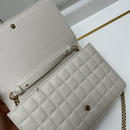SAINT LAURENT CASSANDRE CHAIN WALLET WHITE 23CM 743346AABVP9207
