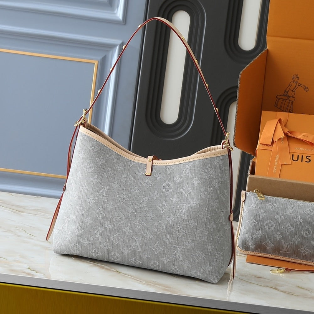 LOUIS VUITTON CARRYALL MM MONOGRAM DENIM WASHED GRAY 39CM M13289