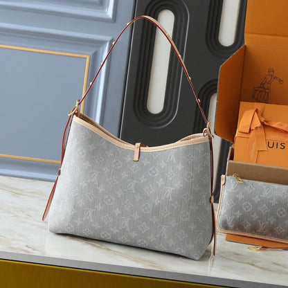 LOUIS VUITTON CARRYALL MM MONOGRAM DENIM WASHED GRAY 39CM M13289