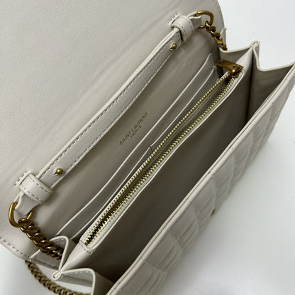 SAINT LAURENT CASSANDRE CHAIN WALLET WHITE 23CM 743346AABVP9207