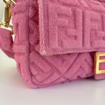 Fendi pink terry cloth medium baguette bag
