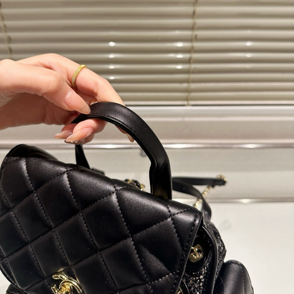 CHANEL MESH BACKPACK BLACK 20CM AS5484 B20127 94305