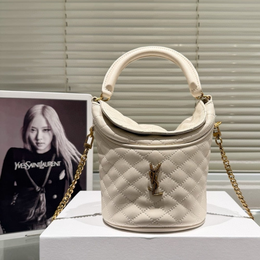 SAINT LAURENT GABY BUCKET BAG WHITE 17CM